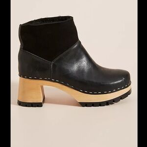 Swedish Hasbeens Shearling Bootie in Black Size 39